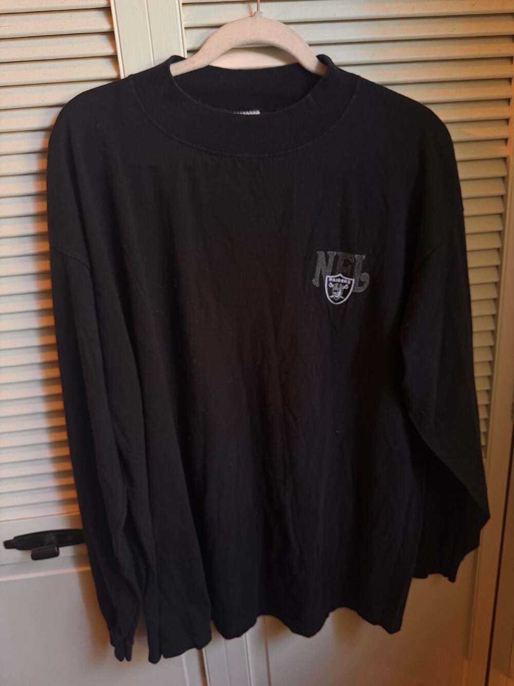 Vintage NFL Las Vegas Raiders Mock Neck Long Sleeve T-Shirt Black XL